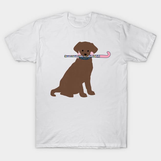 Chocolate Lab Preppy Madras Field Hockey Dog T-Shirt by emrdesigns